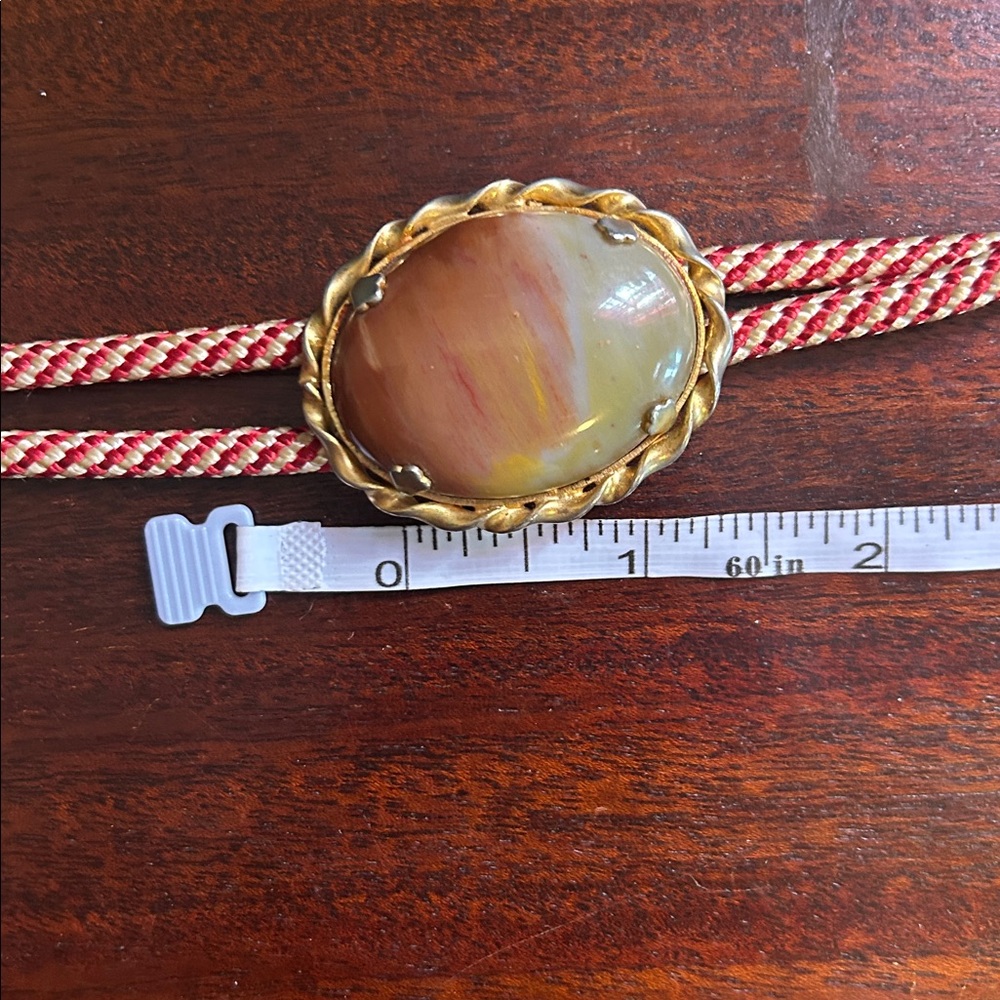 Vintage Polished Jasper Stone Bolo Tie - Picture 6 of 10
